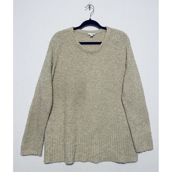 J Jill Sweater Womens Large Beige Oversized Tunic Ribbed Hem Textured Lagenlook - Picture 1 of 8